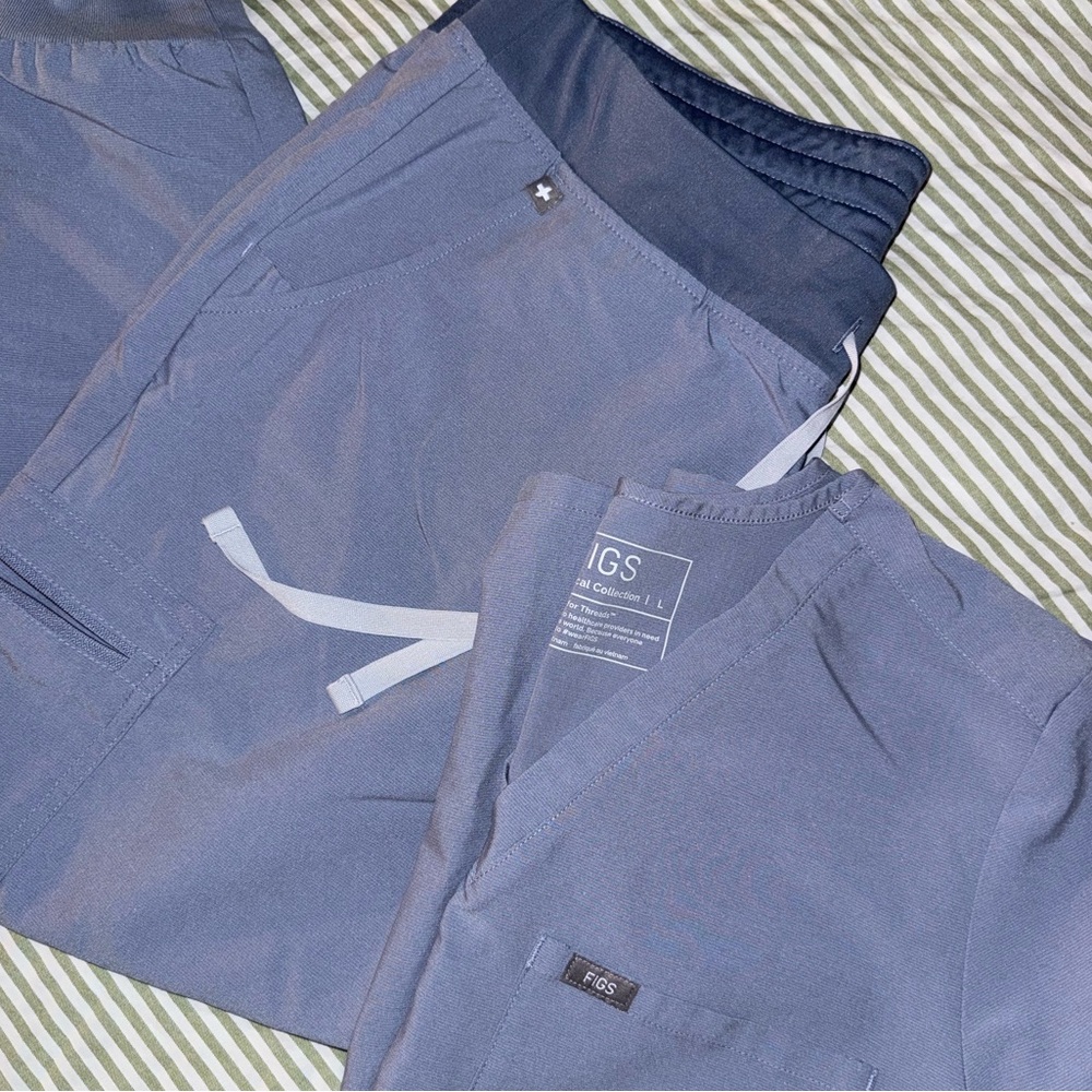 Figs Limited Edition Vapor Blue Space Dye Caterina Top & Zamora Jogger